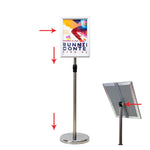 support publicitaire ajustable or argent noir hauteur réglable clips base ronde a3 a4 a2