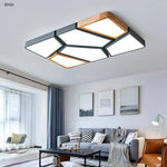 plafonnier moderne scandinave noir bois naturel hexagonal led 45cm vert