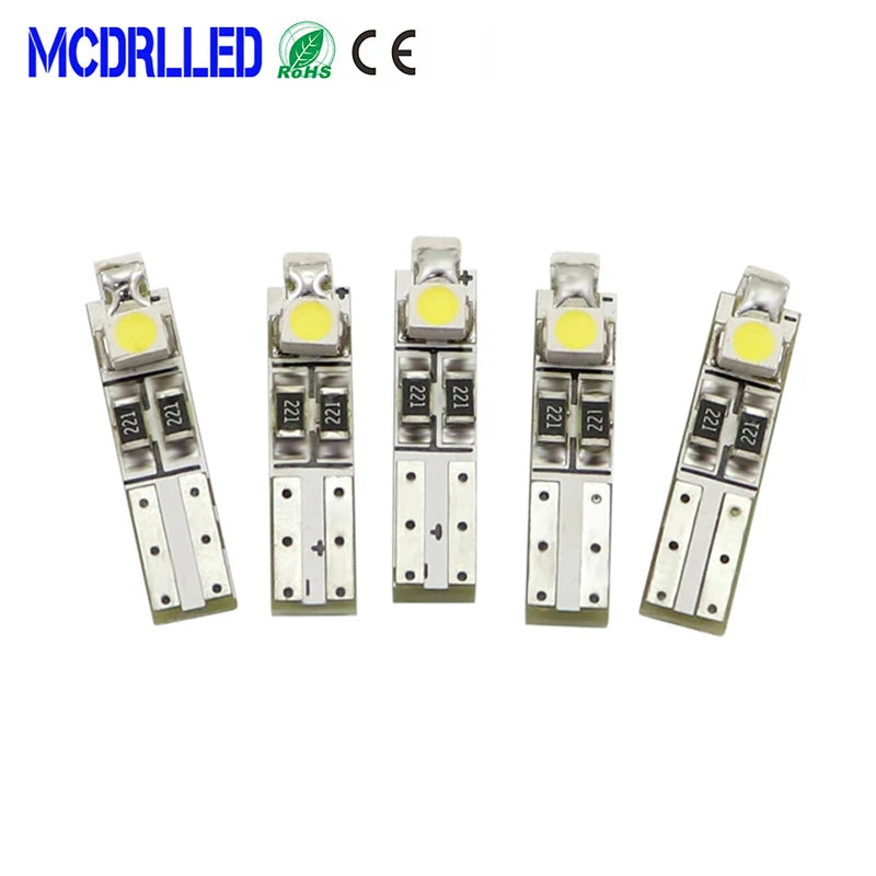 ampoules led blanc 12v 24v smd3528 modernes 50000h lumineuses t5 0.2w 20lm d4.6x21mm