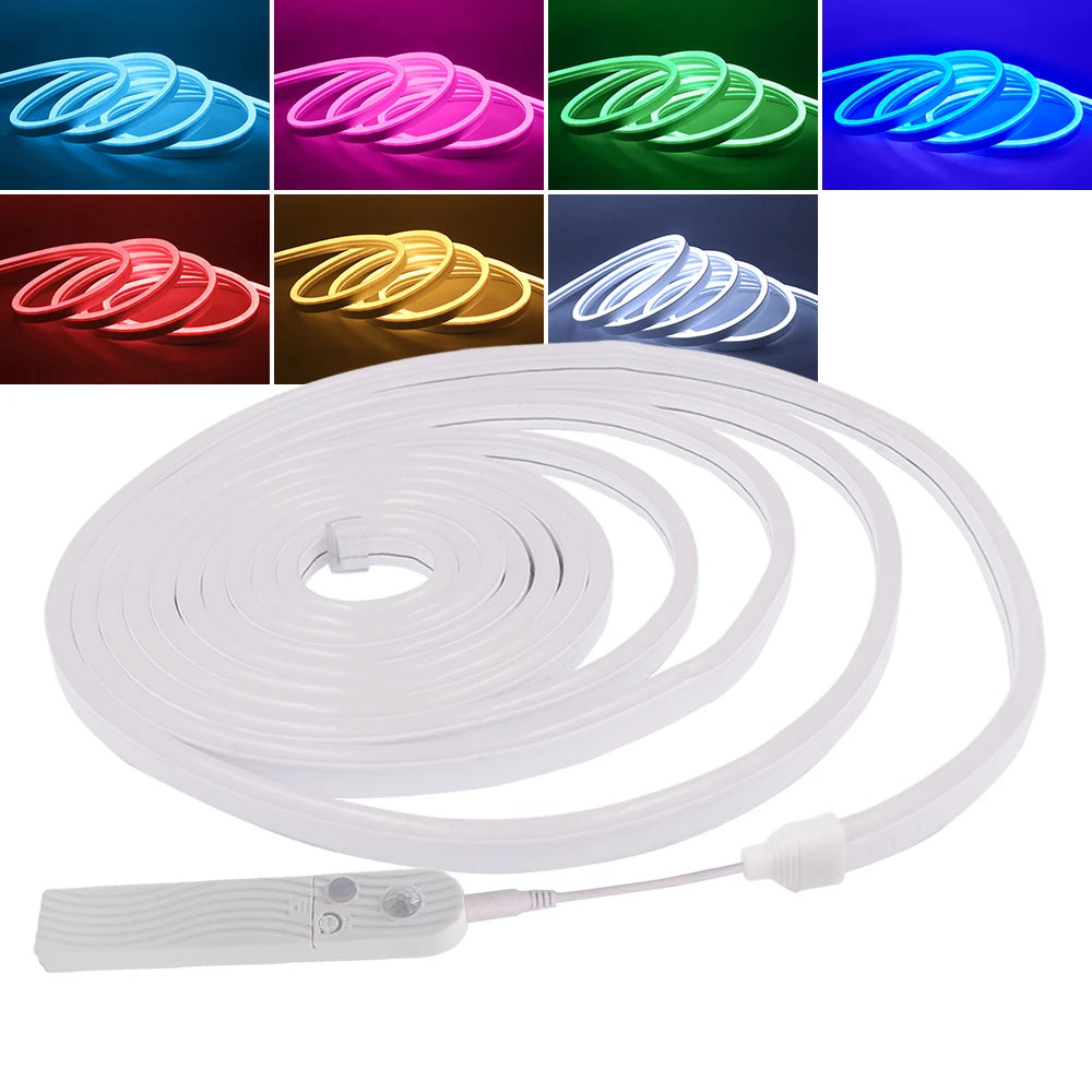 Ruban LED néon flexible avec capteur PIR blanc chaud