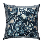 coussin décoratif motif oiseaux fleurs traditionnel tissu velours couleur beige opacité 45x45cm usage lit