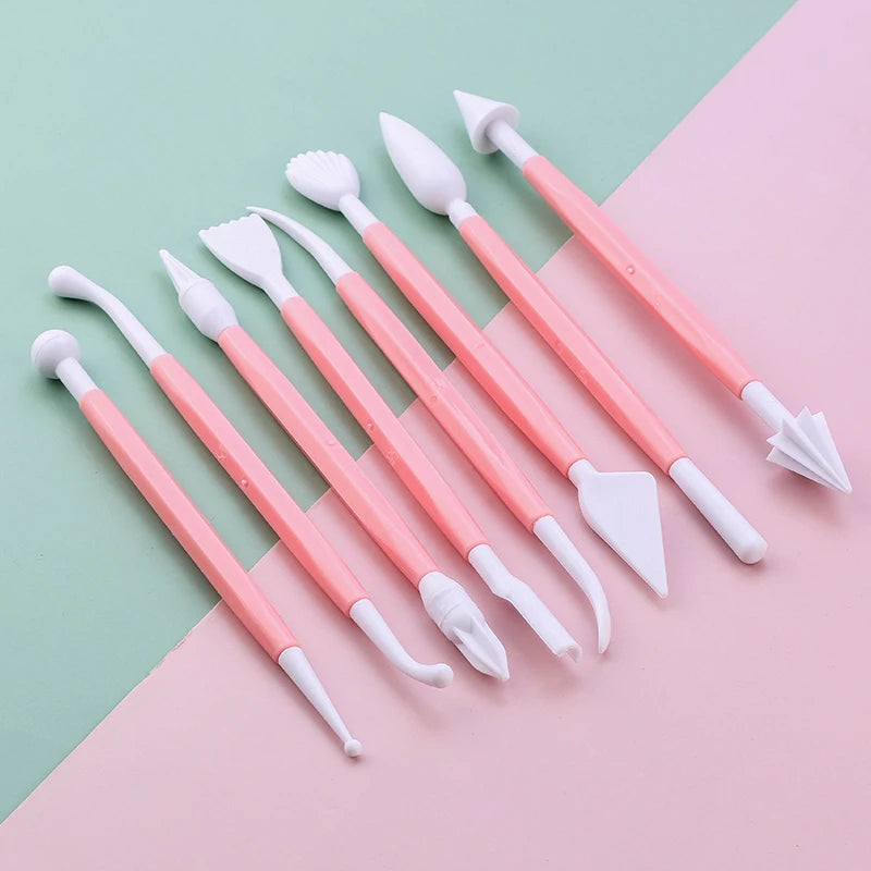 outils pâte modeler kit décorateur gâteau motifs modernes pointe dentelle bleu rose violet