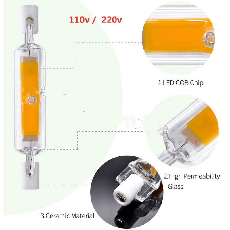 Ampoule LED 15W 20W 30W 40W blanc jaune R7S moderne transparente 50000H