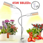 lampe led plante 45w 50w 60w double tete spectre complet moderne flexible e27 clip