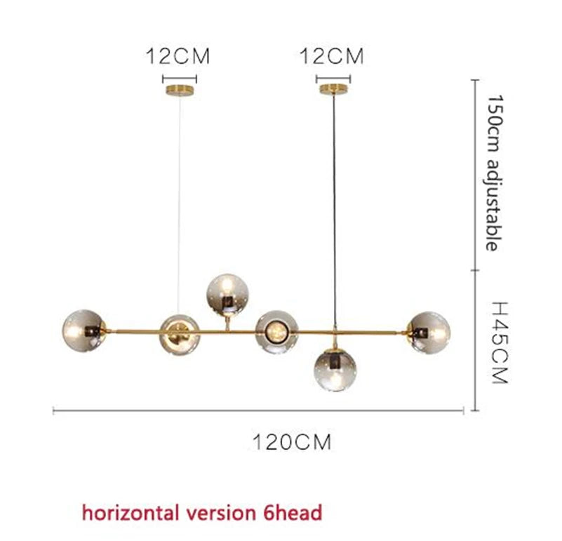 Suspension lumineuse moderne or transparent boules sphériques éclairage intérieur scandinave
