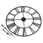 Horloge murale rétro fer forgé noir cadran chiffres romains