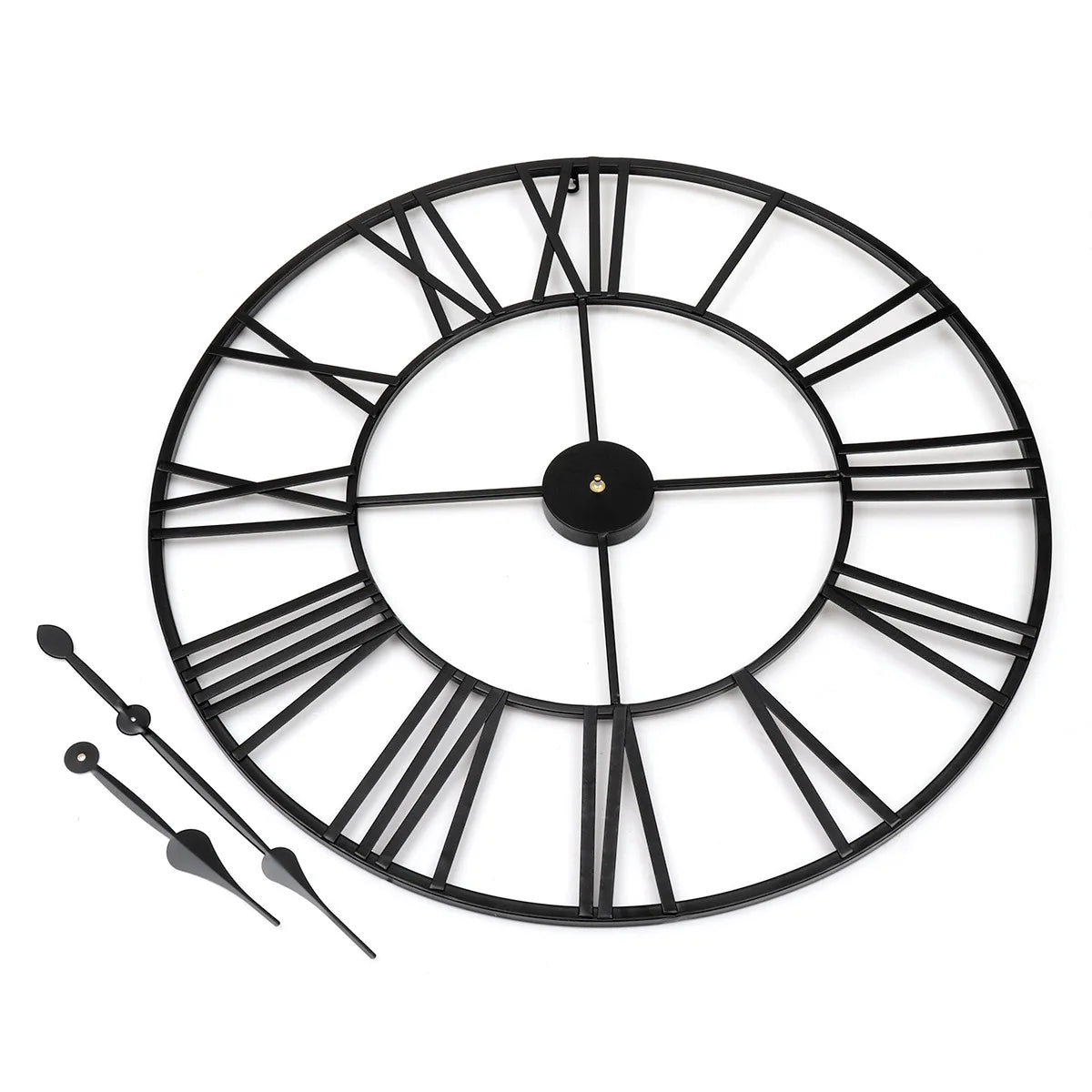 Horloge murale rétro fer forgé noir cadran chiffres romains