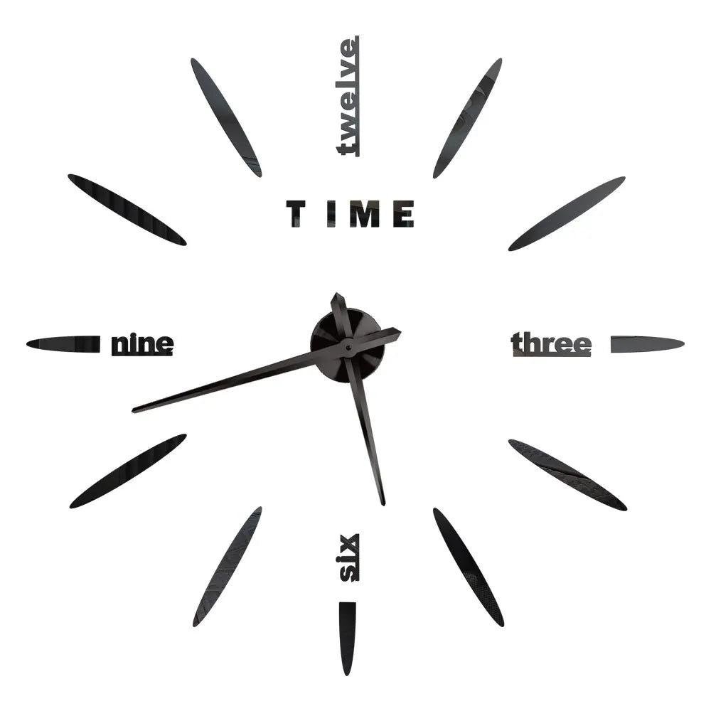 horloge murale moderne aiguilles noir doré argenté relief quartz salle manger salon minimaliste