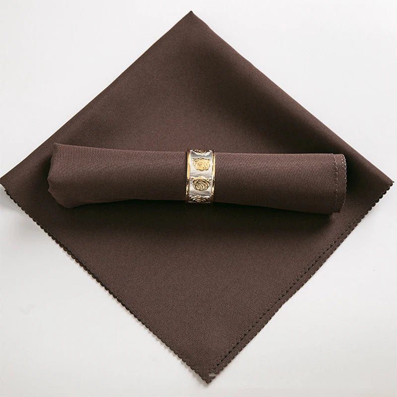 serviettes table pliées polyester 48x48cm orange vert beige gris violet marron rouge classique clips
