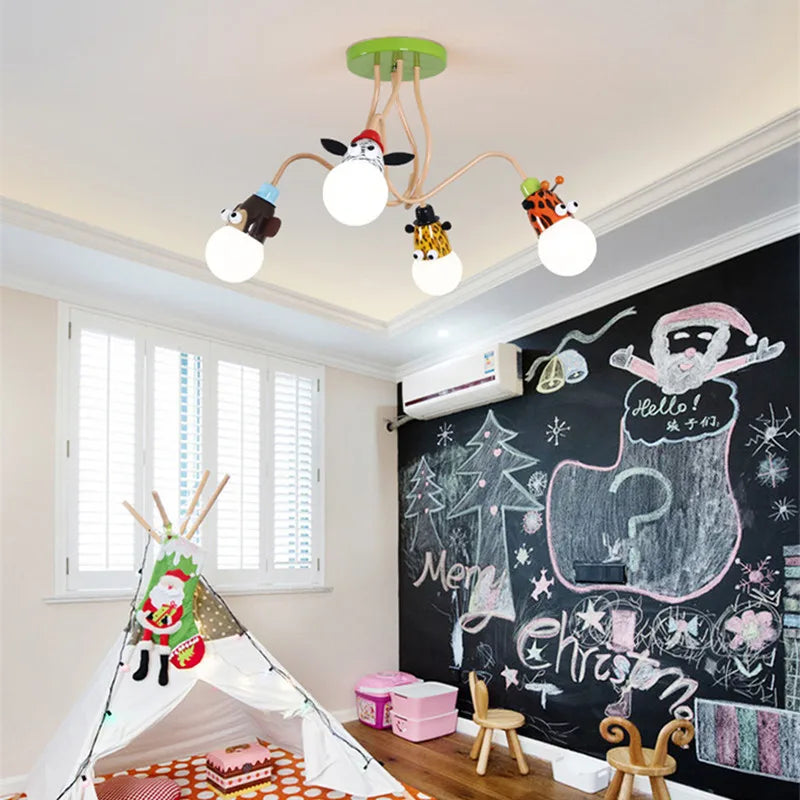 lampe suspension enfant animaux tigre zèbre singe luminaire chambre moderne couleur vive