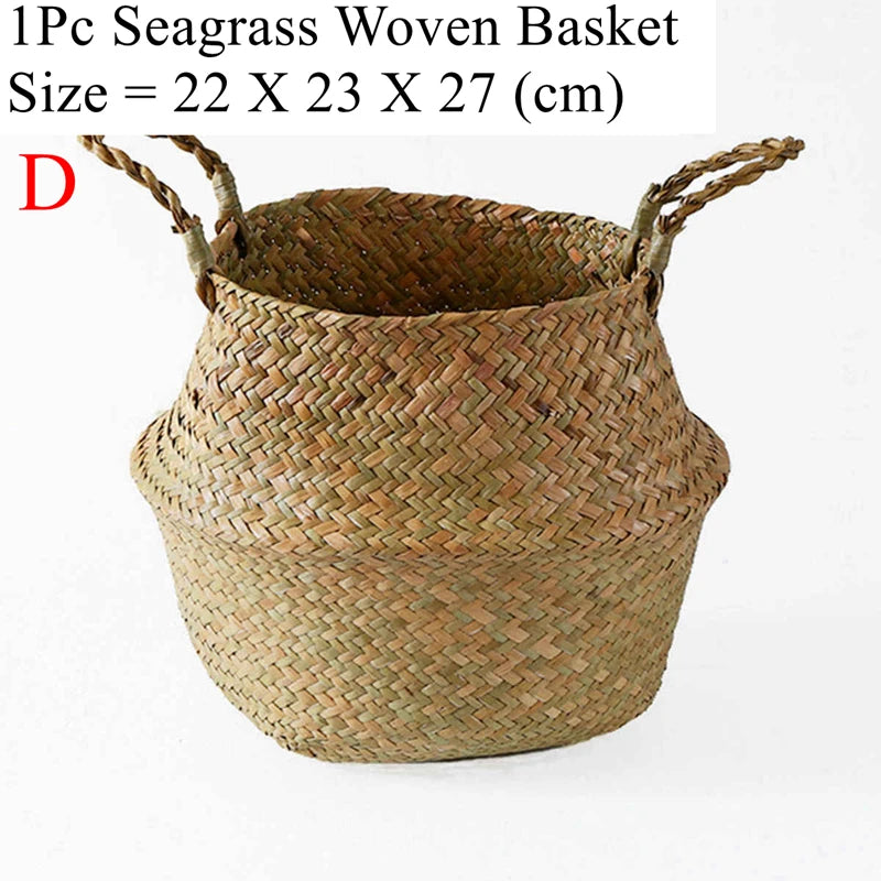 panier tissé osier pliable rangement stockage beige clair rustique naturel poignées corde