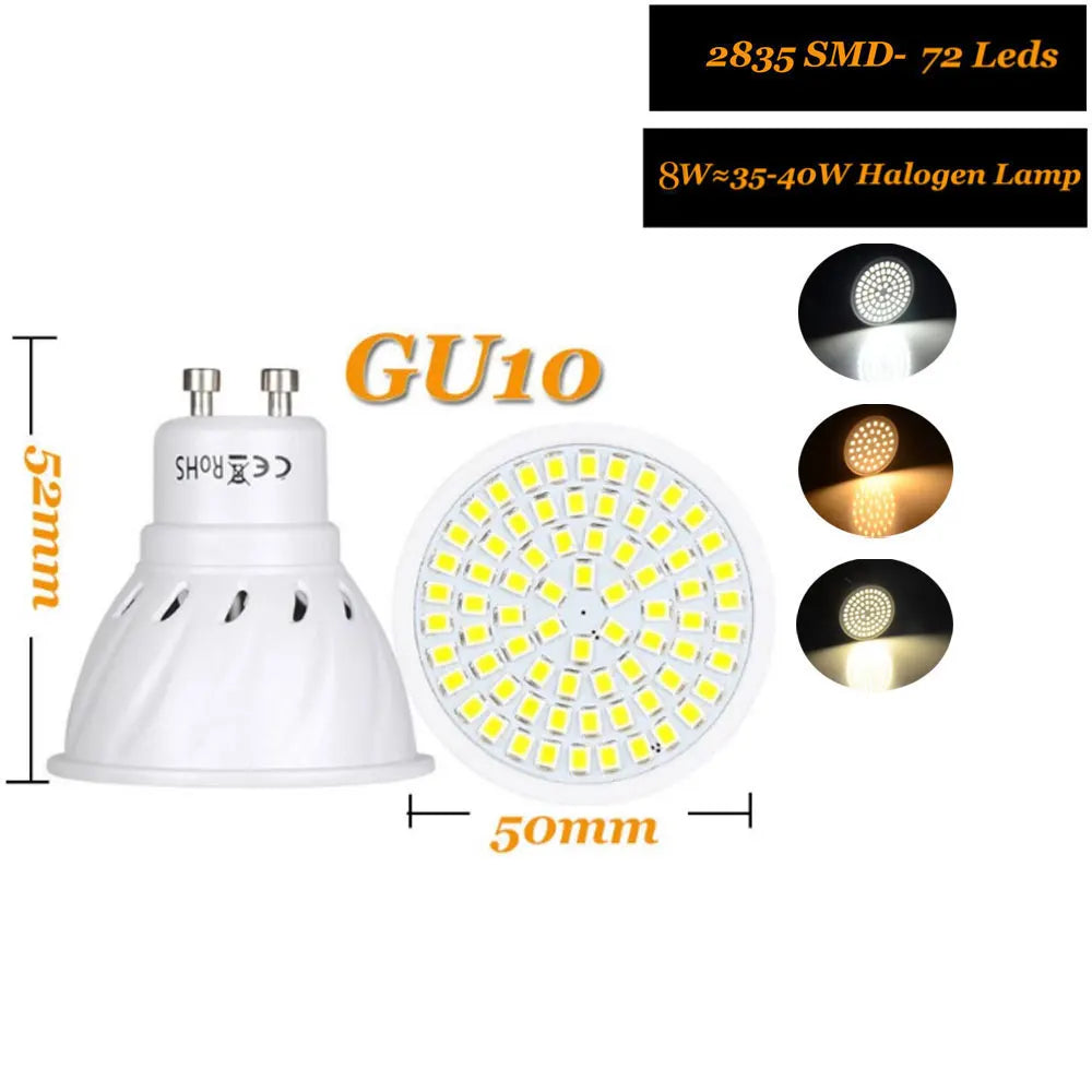 Ampoule LED GU10 5W 8W 12V 24V 110V 220V Blanc Moderne Grille Opacité Eclairage