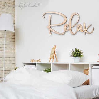 décoration murale bois relax moderne minimaliste script calligraphique salle bain chambre blanc beigeclair