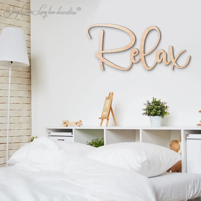 Décoration murale en bois personnalisée Relax vue de face