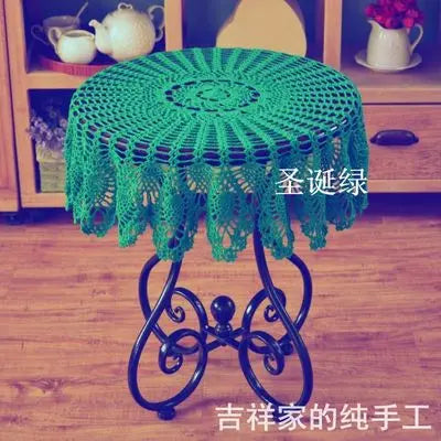 serviette table coton crocheté motif floral traditionnelle maison table manger blanc cassé