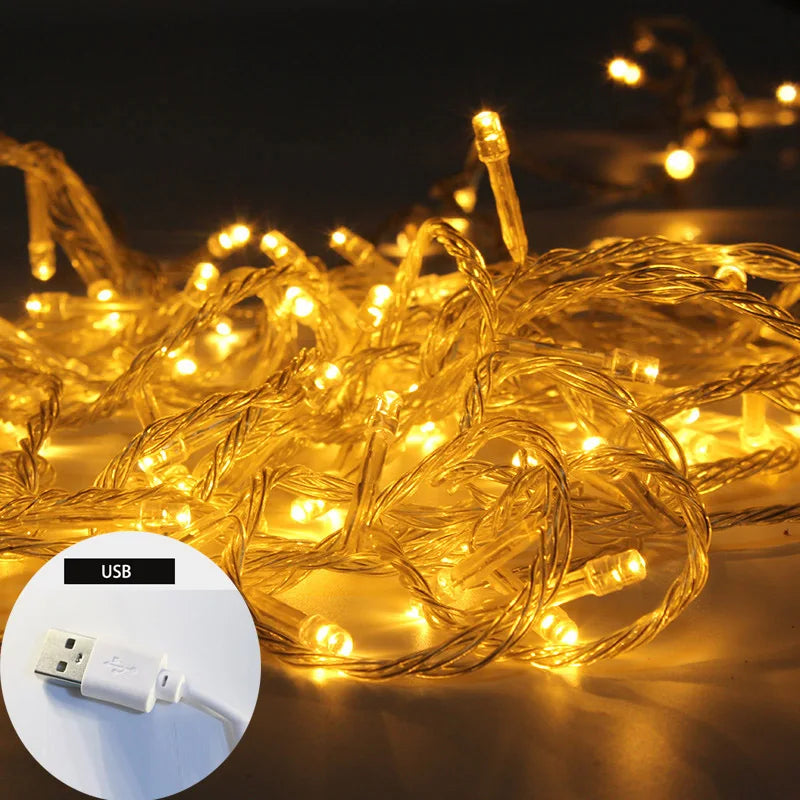 guirlande lumineuse led blanc doré décoration noël mariage fête intérieur aménagement maison moderne