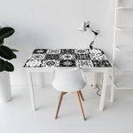 Stickers sol noir et blanc en motif damier cuisine