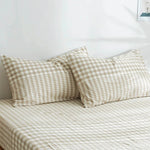 lot deux serviettes bain coton carreaux rose bleu beige gris vert blanc moderne