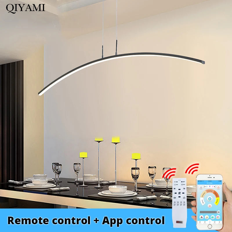 suspension lumineuse pendentif led blanc noir moderne télécommande app cool white warm white