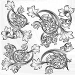 timbres vintage baroques motifs floraux ornements feuilles fleurs marron clair décoration artisanale scrapbooking