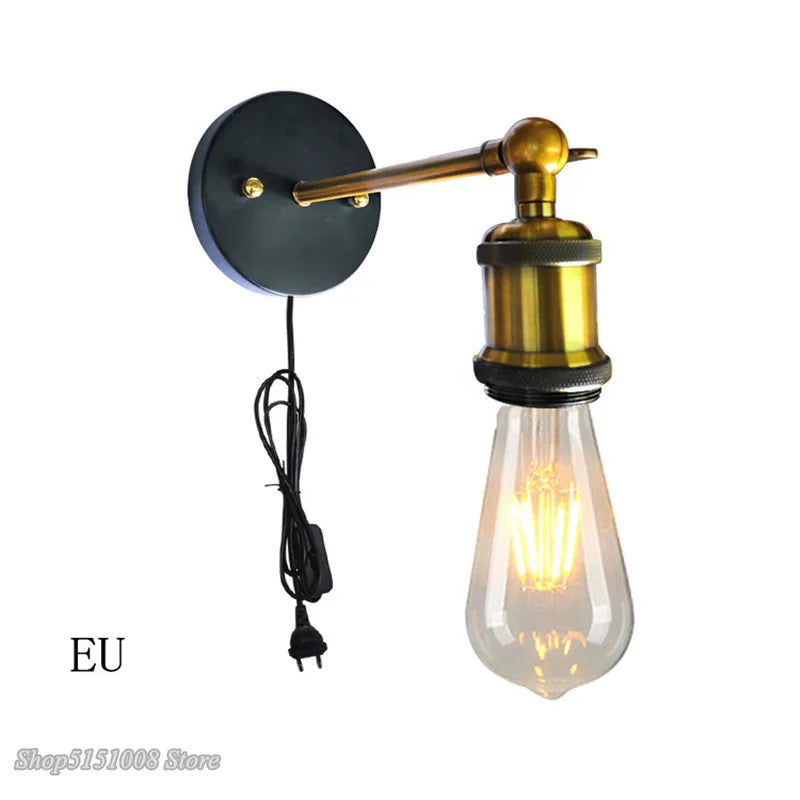 lampe murale industrielle noir doré fixée base mat led salon chambre