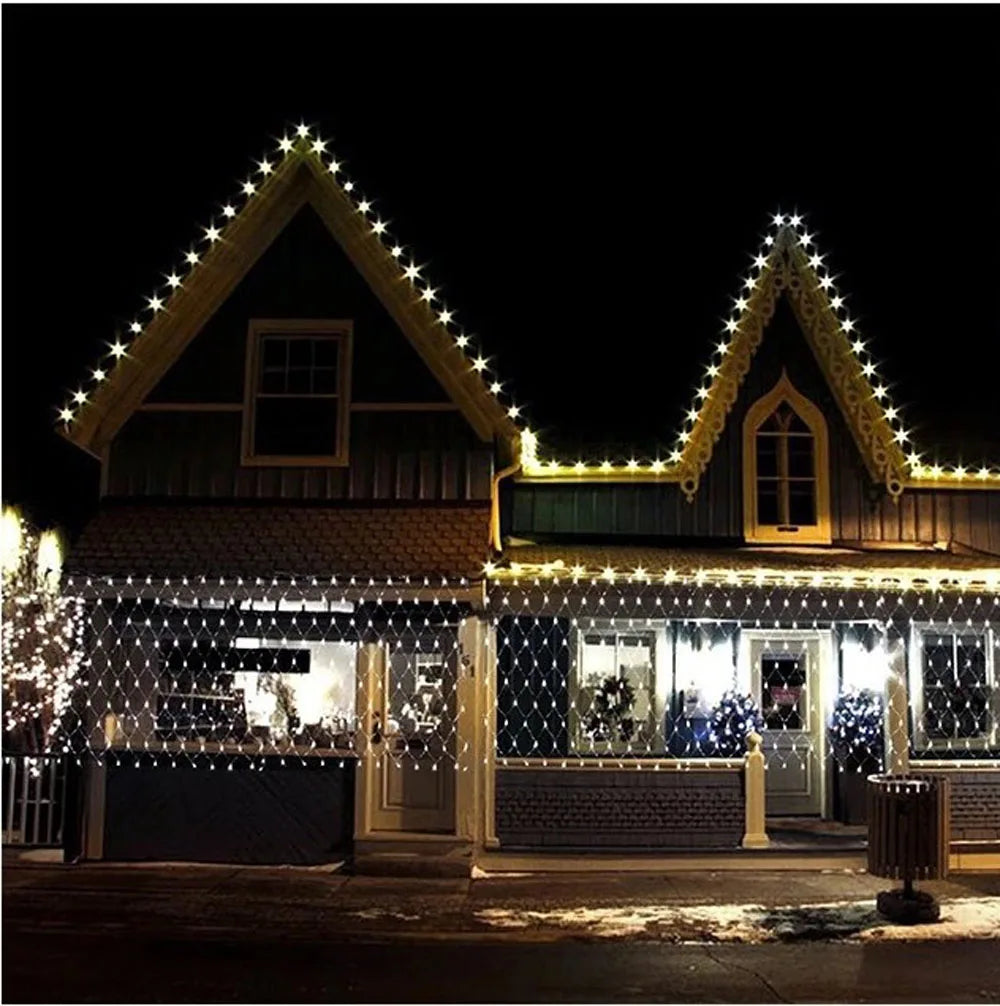 filet lumineux led blanc chaud noel moderne clips câbles decoration extérieure hautement lumineux