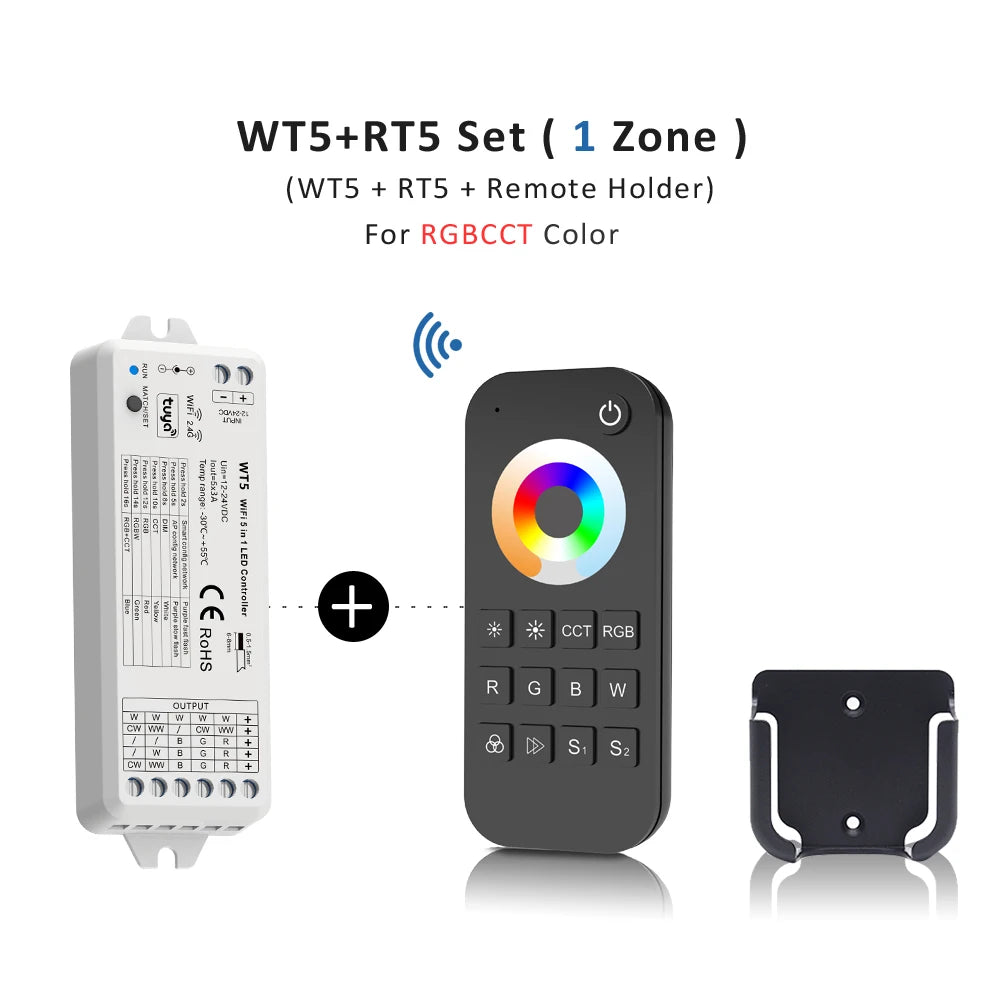 contrôleur led intelligent wifi rf 24g rh blanc noir cct rgb cct rgbw led