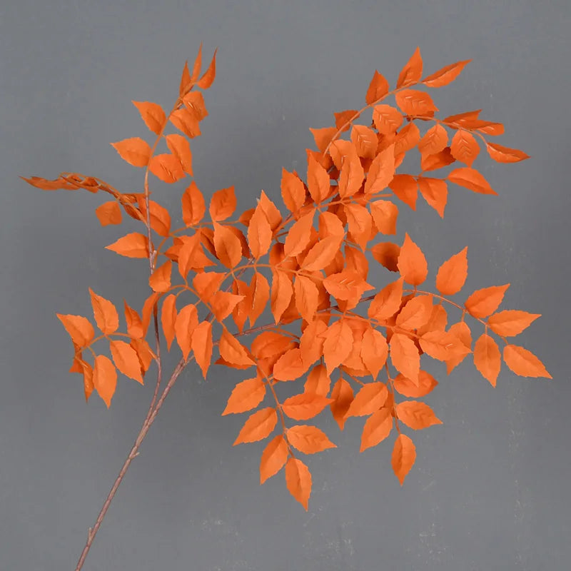 Bouquet artificiel feuilles simples moderne vase transparent hauteur 92cm rouge foncé vertclair blanc