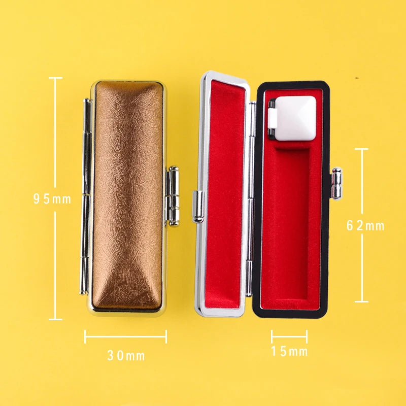 boîte rangement stylos simili cuir clics métalliques classique couleur bleue rouge marron
