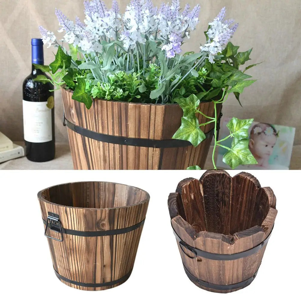 pots bois pliables rustiques champêtre miniatures décoration extérieure respectueux environnement