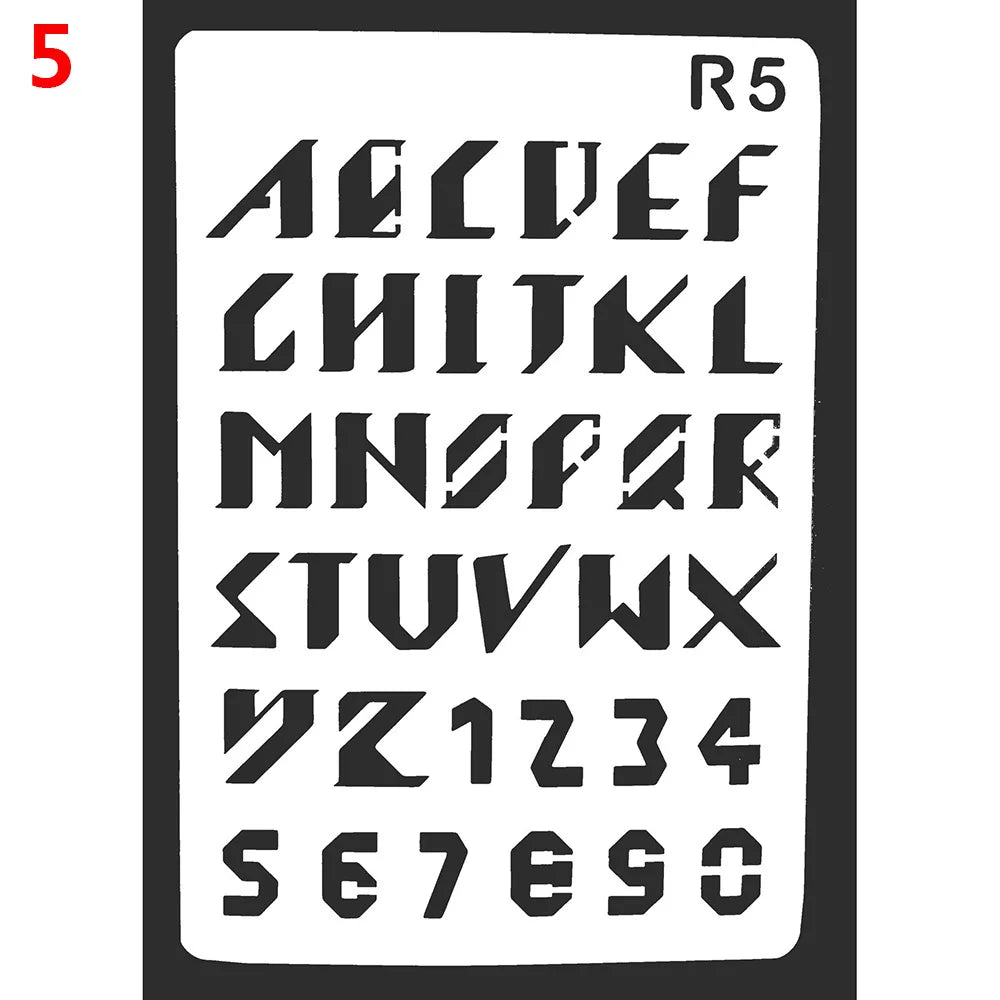 gabarits lettres gothiques adhésifs peinture murale stencil alphabet wall painting embossing opaque deco album