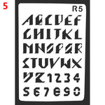 gabarits lettres gothiques adhésifs peinture murale stencil alphabet wall painting embossing opaque deco album
