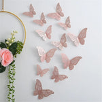 décoration murale papillons adhésifs or rose pâle modernes 12 pièces perforés élégants chambre salon