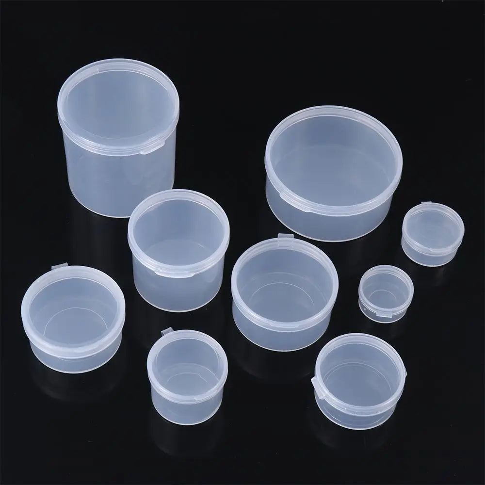 boîtes rangement transparentes plastique recyclable petites pièces bijoux organisation round pratique