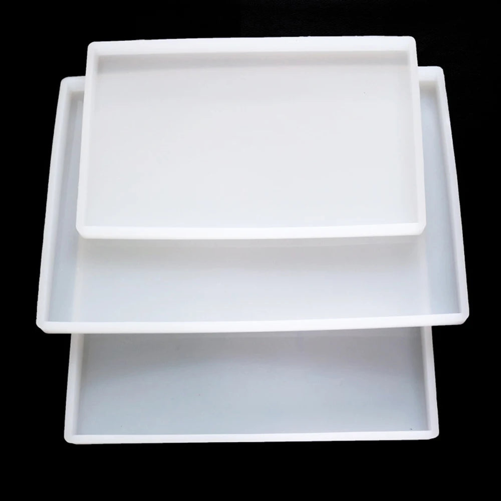 moule silicone rectangulaire grand plateau résine époxy sous verres artisanat création artistique blanc
