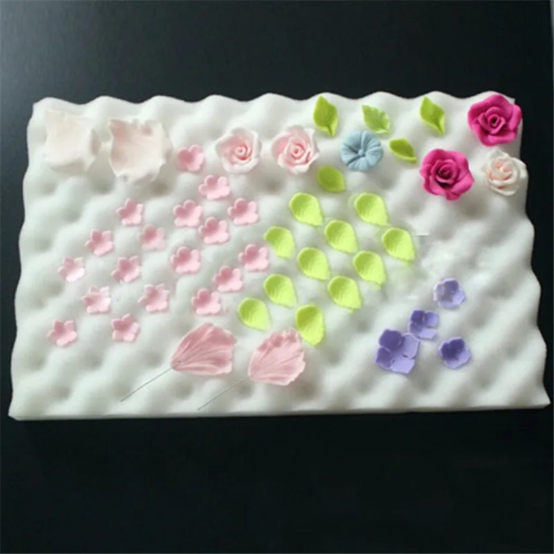 tapis gâteau fleurs motifs texturés plaques décoratives pâtisserie outil cuisine blanc rose vert violet