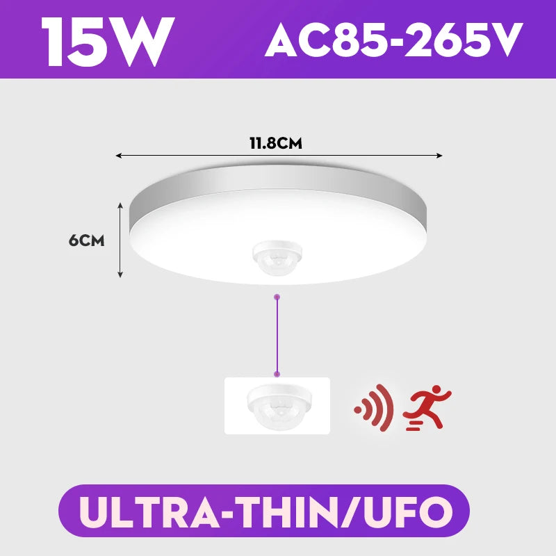 lampe capteur radar detection mouvement blanc moderne minimaliste 20w 30w 249lm 15lumieres