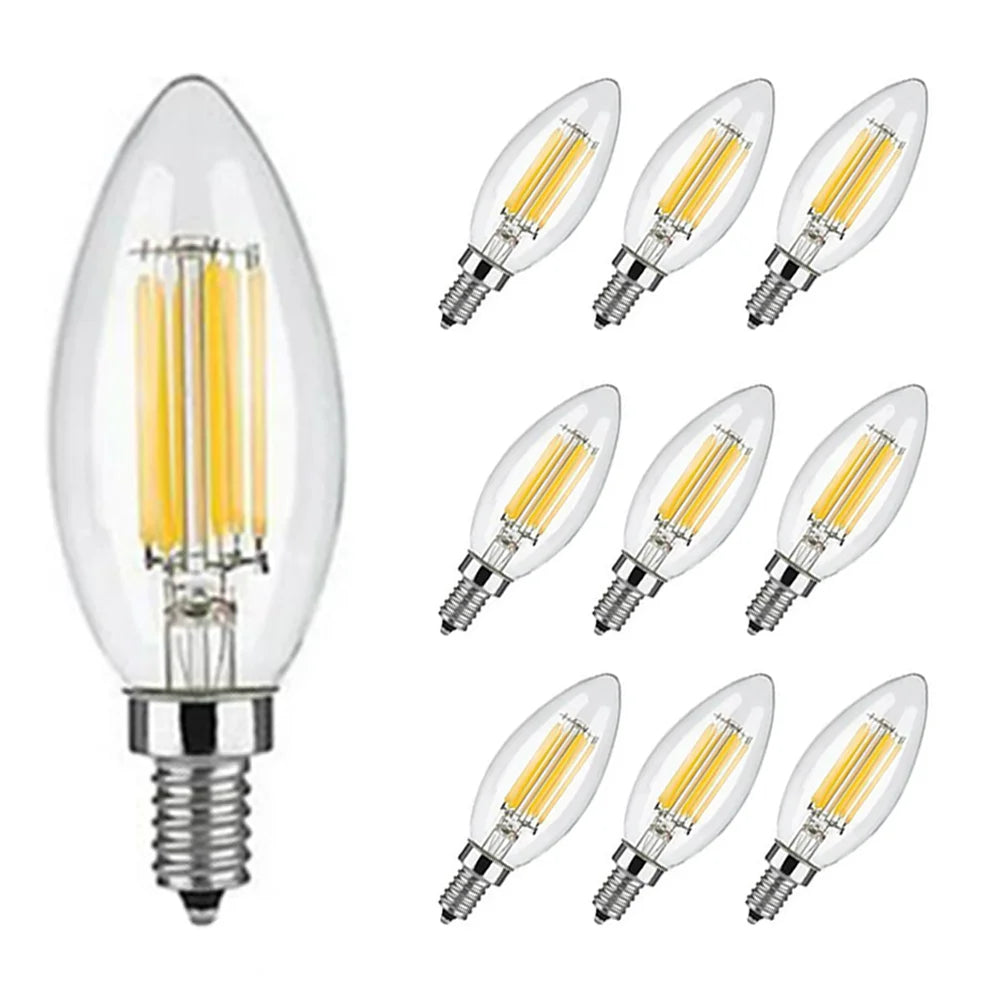 ampoule led filament doré effet bougie transparente vintage 360° blanc chaud 2700K