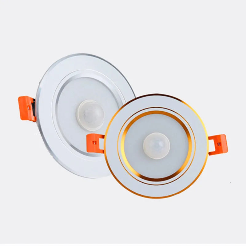 plafonnier led rond moderne capteur mouvement couloir escalier blanc doré