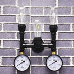 Lampe murale industrielle rétro bronze noir deux ampoules edison manomètres décoratifs fixations vis 27cm