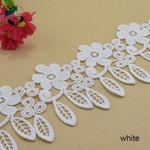 ruban dentelle polyester blanc fleurs feuilles 8.5cm largeur classique élégant couture bricolage accessoires decoration