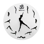 Horloge murale yoga salutation au soleil design moderne noir