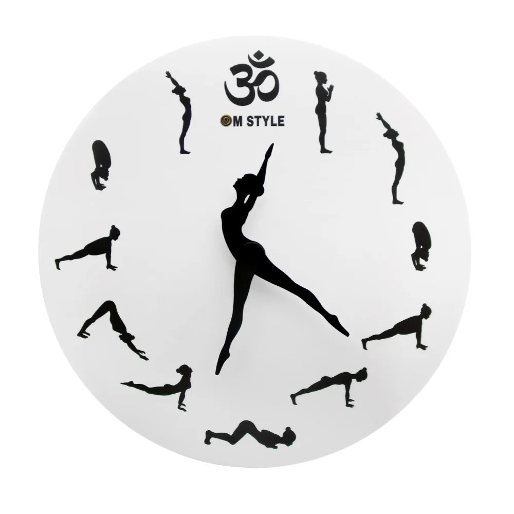 Horloge murale yoga salutation au soleil design moderne noir
