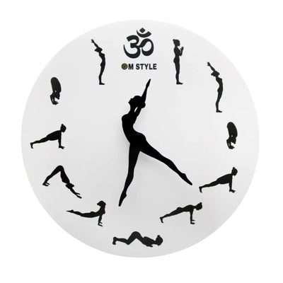 Horloge murale yoga salutation au soleil design moderne noir