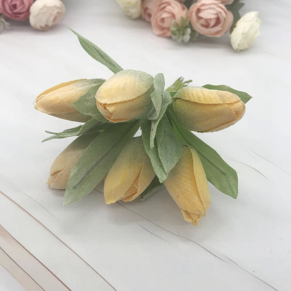 bouquet tulipes artificielles rose blanc jaune feuilles vertes décoration intérieure mariage anniversaire