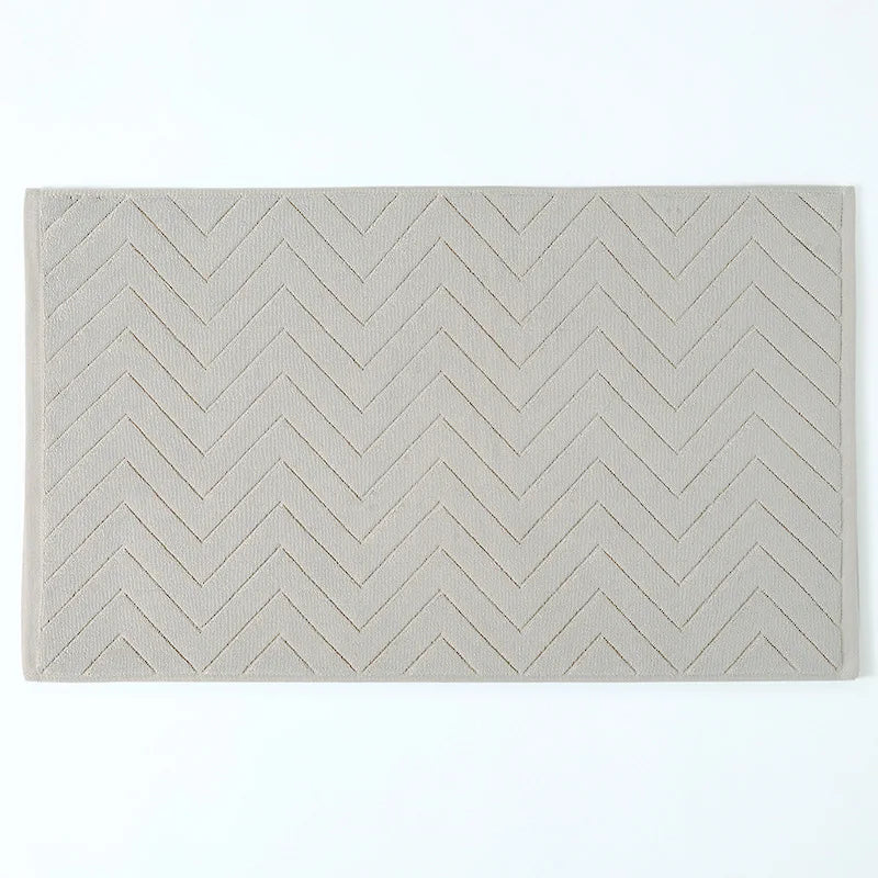 tapis bain coton gris blanc bleu olive bordure brodée absorption rapide antidérapant machine laver
