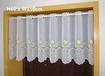 rideau blanc brodé fleurs or transparent classique fenêtre H30 W150 H90 W150 H75 W150