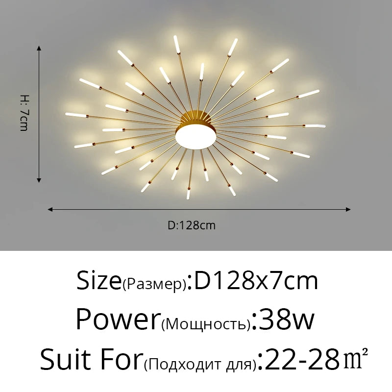 plafonnier moderne or noir lumineux acier alimentation électrique flux lumineux élevé chambre salon