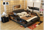 lit moderne rangement similicuir rose noir blanc carreaux rembourrés chambre coucher