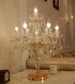 lampe table cristal transparent doré baroque ampoules filament visible 55cm 72cm